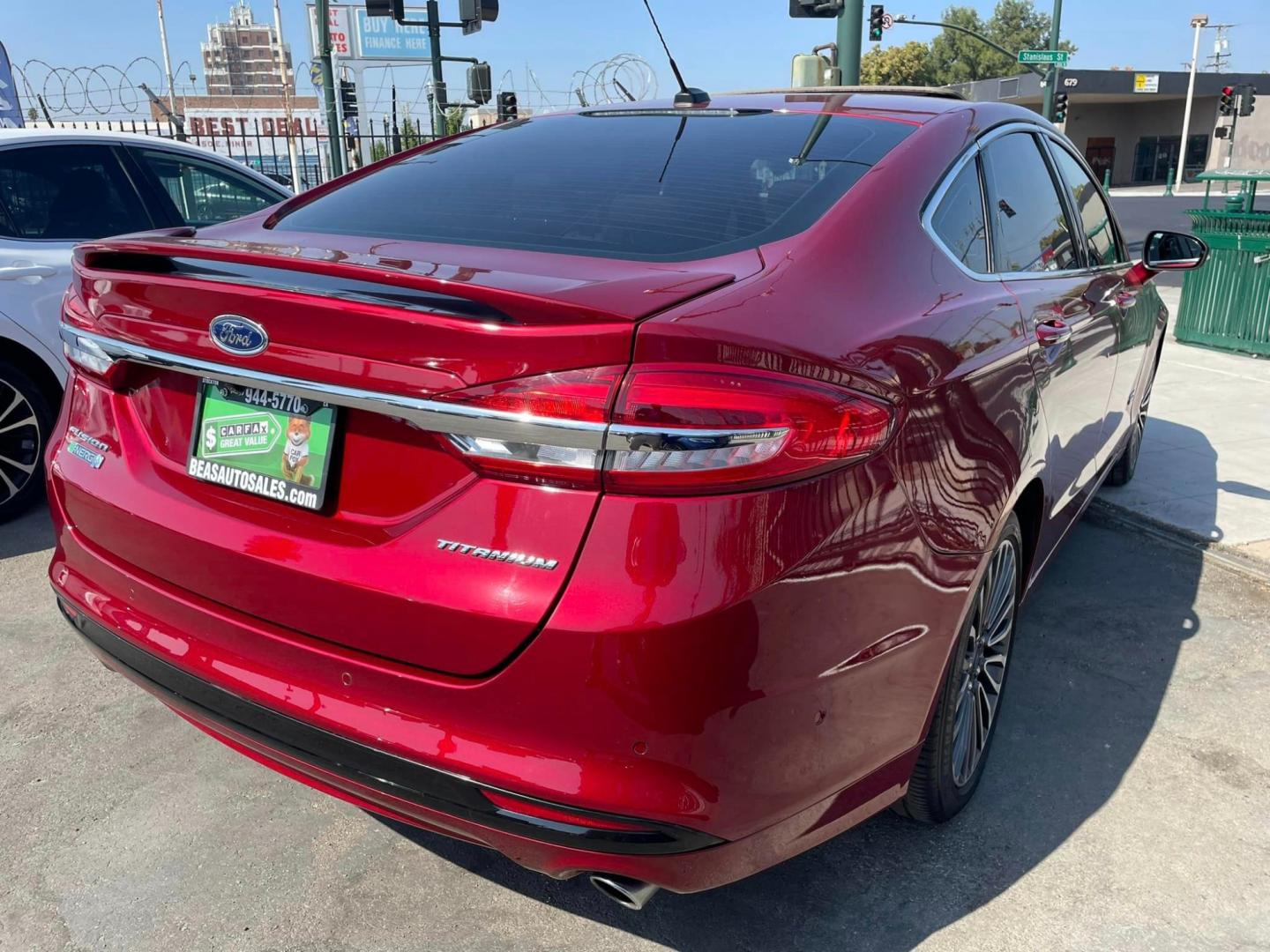 2018 RED /GRAY Ford Fusion Energi Titanium (3FA6P0SUXJR) with an 2.0L L4 DOHC 16V HYBRID engine, CVT transmission, located at 744 E Miner Ave, Stockton, CA, 95202, (209) 944-5770, 37.956863, -121.282082 - Photo#12