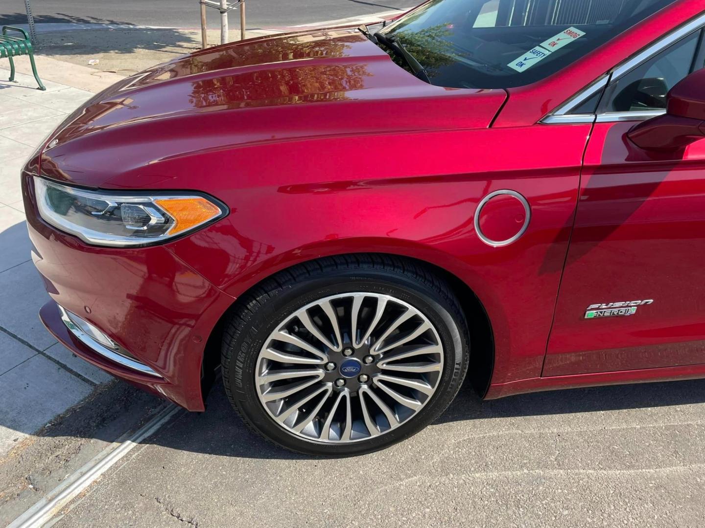 2018 RED /GRAY Ford Fusion Energi Titanium (3FA6P0SUXJR) with an 2.0L L4 DOHC 16V HYBRID engine, CVT transmission, located at 744 E Miner Ave, Stockton, CA, 95202, (209) 944-5770, 37.956863, -121.282082 - Photo#4