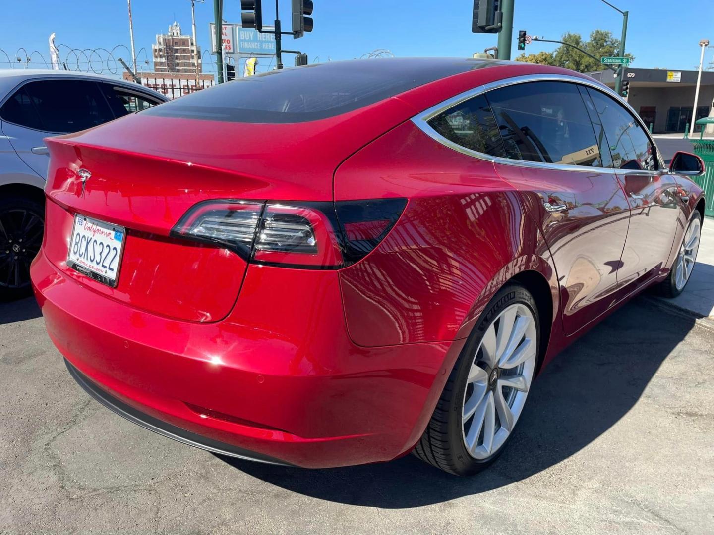 2018 RED /BLACK Tesla Model 3 Base (5YJ3E1EA9JF) with an ELECTRIC engine, 1A transmission, located at 744 E Miner Ave, Stockton, CA, 95202, (209) 944-5770, 37.956863, -121.282082 - Photo#11