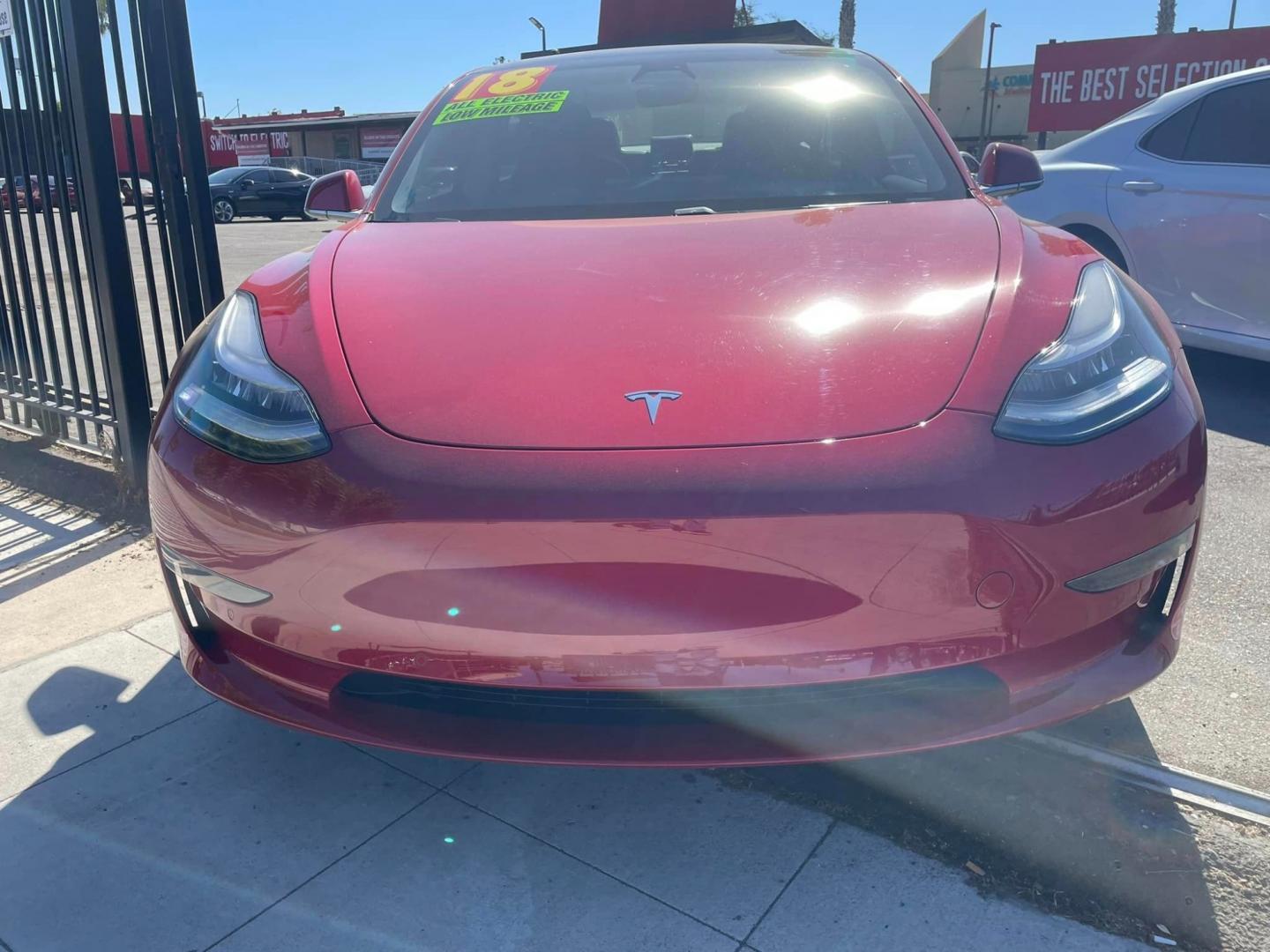 2018 RED /BLACK Tesla Model 3 Base (5YJ3E1EA9JF) with an ELECTRIC engine, 1A transmission, located at 744 E Miner Ave, Stockton, CA, 95202, (209) 944-5770, 37.956863, -121.282082 - Photo#2