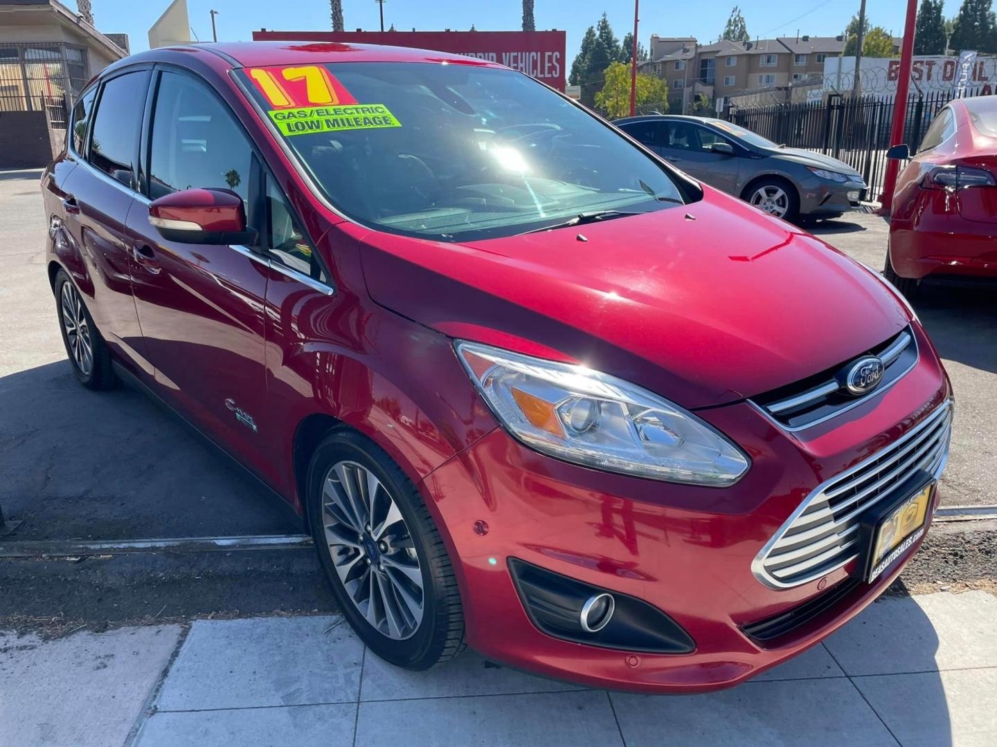 2017 RED Ford C-Max Energi Titanium (1FADP5FU1HL) with an 2.0L L4 DOHC 16V HYBRID engine, CVT transmission, located at 744 E Miner Ave, Stockton, CA, 95202, (209) 944-5770, 37.956863, -121.282082 - Photo#0