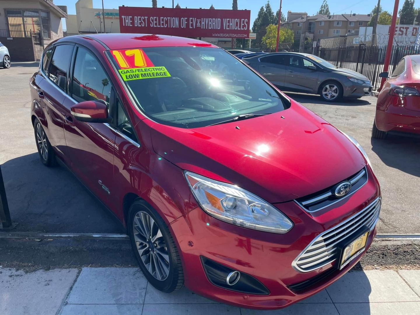 2017 RED Ford C-Max Energi Titanium (1FADP5FU1HL) with an 2.0L L4 DOHC 16V HYBRID engine, CVT transmission, located at 744 E Miner Ave, Stockton, CA, 95202, (209) 944-5770, 37.956863, -121.282082 - Photo#1